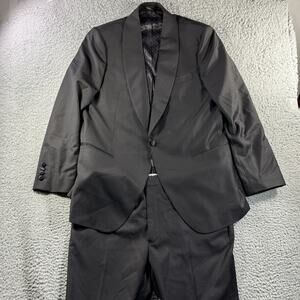 Knot Standard Tuxedo Black Shawl Lapel Custom 42R 36x28 Satin Trim Formal NWT